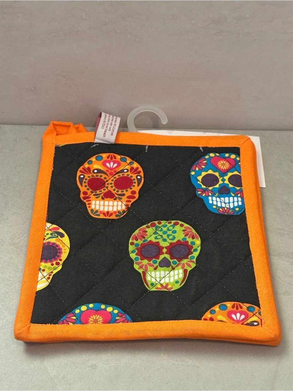 ISAAC MIZRAHI New York POT HOLDERS SUGAR SKULL BLACK ORANGE GREEN BLUE NWT